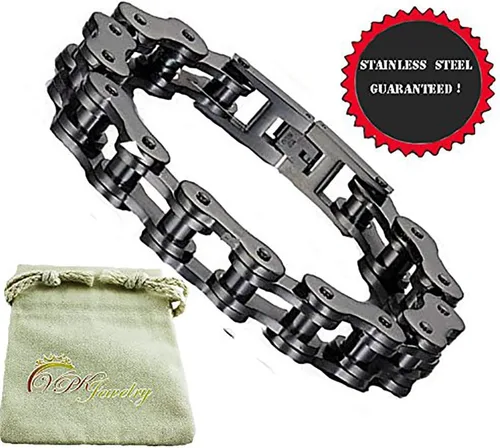 Vista 3 de Pulsera de acero inoxidable para hombre y mujer, 0.472 in de ancho, 7.5 in de largo