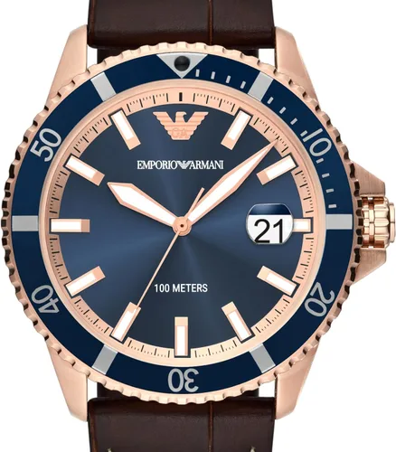 Vista 6 de Emporio Armani Reloj deportivo inspirado en buceo para hombre con correa de acero inoxidable, cerámica o silicona