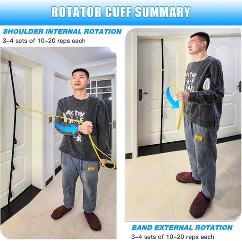 Vista 6 de ATENTO Sistema de polea de rehabilitación de hombro con asas de espuma│Polea de brazo con correa de puerta de anclaje múltiple para ejercicios