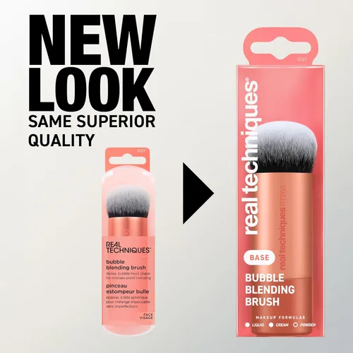 Vista 5 de Real Techniques, brocha de maquillaje Bubble Blending, brocha multiusos para base para productos líquidos, crema y polvo, cabeza de cepillo redonda