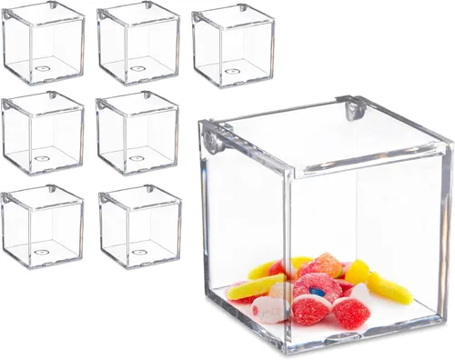 Vista 2 de Hammont Caja de acrílico transparente con tapa con bisagras, pequeño organizador de plástico para oficina, escritorio, maquillaje, manualidades