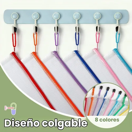 Vista 7 de Smarpau 8 bolsas con cremallera, 8 tamaños, 8 colores, bolsas de plástico con cremallera para organizar, bolsas de documentos impermeables multiusos