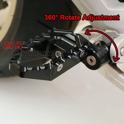 Vista 4 de MC MOTOPARTS Negro CNC 25mm Alargador de Riser Ajustable para Pedales de Pie Touring Delanteros Compatibles con NC 700 S/X 12-16 NC750X NC750S 16-19