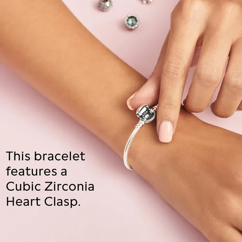 Vista 5 de Pulsera plateada de mujer Pandora 590727cz-18 Pave con forma de corazón