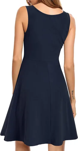 Vista 4 de Styleword, vestido casual, de verano, sin mangas, para mujer, con algodón