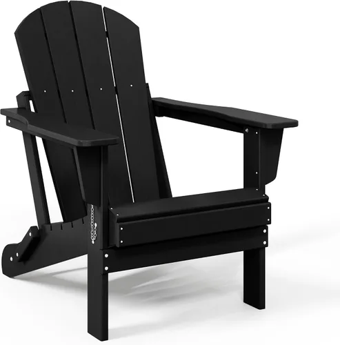 Vista 4 de WestinTrends Malibu Outdoor Patio HDPE Silla plegable de polietileno Negro