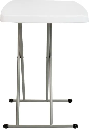 Vista 7 de EMMA + OLIVER Bandeja de TV plegable de plástico ajustable de 30 pulgadas de altura/mesa portátil en blanco granito
