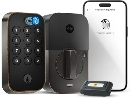 Vista 15 de Yale Assure Lock 2 Touch - Cerrojo inteligente de huellas dactilares, gamuza negra Wi-Fi (paquete de 2)