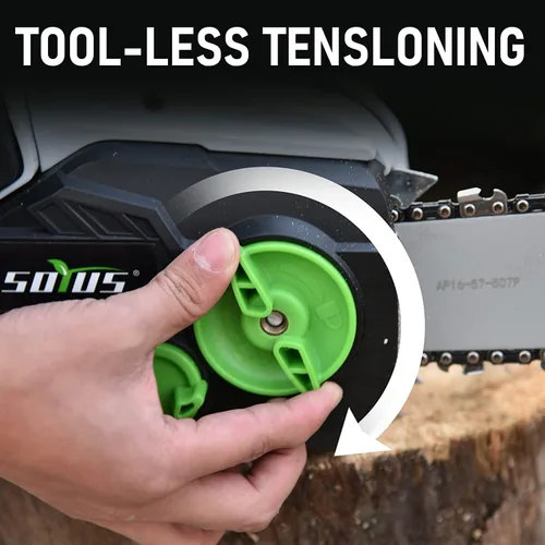 Vista 6 de SOYUS Motosierra inalámbrica sin escobillas de 40 V y 16 pulgadas con batería y cargador, motosierra a pilas con tensión automática y lubricación