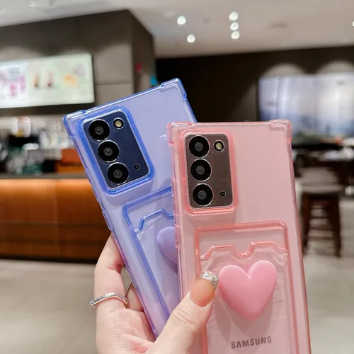 Vista 6 de Tuokiou Funda compatible con Samsung Galaxy Note 20, bonito diseño de corazón 3D, protección suave a prueba de golpes con tarjetero para Samsung