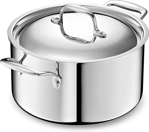 Vista 10 de LEGEND COOKWARE Horno holandés de 5 capas de acero inoxidable de 5 cuartos de galón con tapa, compatible con inducción, apto para horno a 800 °F,