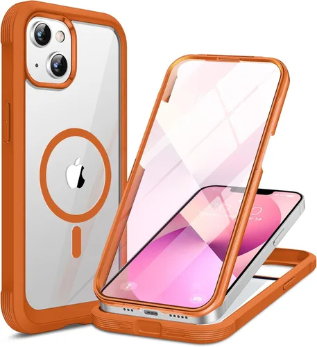 Vista 211 de Miracase - Funda magnética para iPhone 13 Pro Max de 6.7 pulgadas (compatible con MagSafe), transparente, completo, protector de pantalla de vidrio