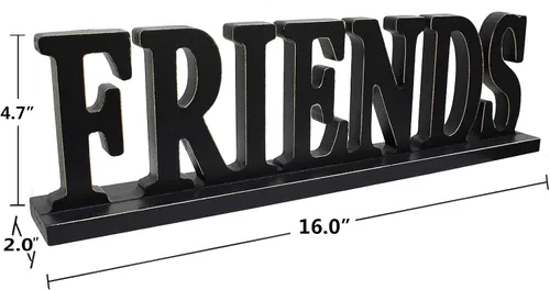 Vista 6 de Wooden Friends - Letrero independiente con diseño de palabras rústicas para mesa, chimenea y entrada