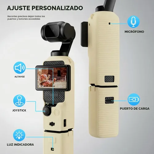 Vista 4 de Funda protectora para cámara DJI Osmo Pocket 3/Xtra Muse, funda de silicona suave con 2 protectores de pantalla y lente, accesorios de cuerpo