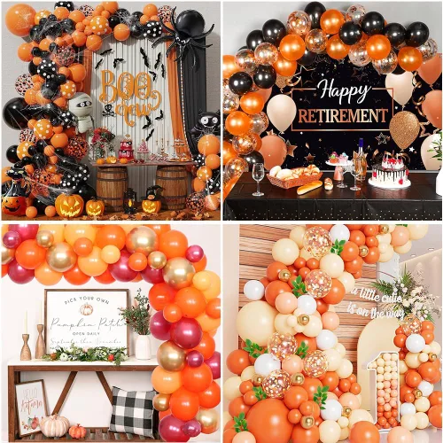 Vista 6 de Globos color naranja, 60 globos de látex mate de 12 pulgadas para Halloween, cumpleaños, Acción de Gracias, baby shower, unisex para adultos