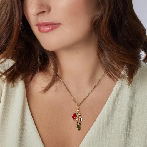 Vista 2 de Birthstones & Initials Necklace for Mom, Grandma, Women Up To 7 Birthstones, Multiple Kids, Grandkids Personalized Custom Family Jewelry for