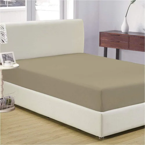 Vista 53 de Sábana egipcia beige maciza Full- 1 sábana bajera ajustable extra profunda para colchón de 16.0 in a 18.0 in