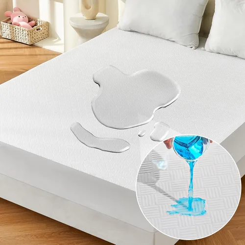 Vista 11 de Protector de colchón impermeable tamaño individual, funda de colchón de tela de aire 3D de alta calidad, suave, transpirable, sin ruido, funda
