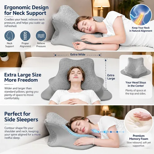 Vista 3 de Almohada de lectura para cama, inclinado, acostado y propenso, almohada ergonómica de espuma viscoelástica para cabecero, cojines de suelo
