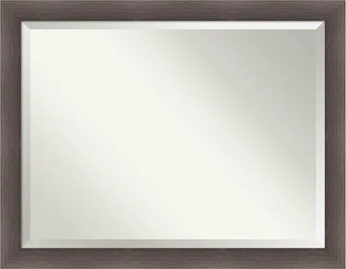 Vista 75 de Amanti Art Espejo de pared marrón de 26 x 22 pulgadas, espejo rectangular de baño de Alejandría marrón rústico para decoración de pared, sala