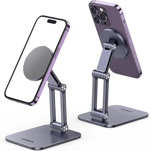 Vista 10 de UGREEN Soporte Magnético para Teléfono Compatible con Soporte MagSafe para Escritorio Diseño Ergonómico Ajustable, Soporte de Teléfono Celular