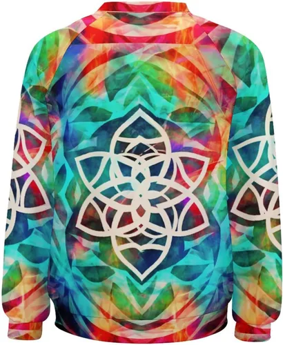 Vista 5 de Sudadera de teñido anudado para mujer, cuello redondo, sudaderas relajadas, de poliéster, adorables y básicas