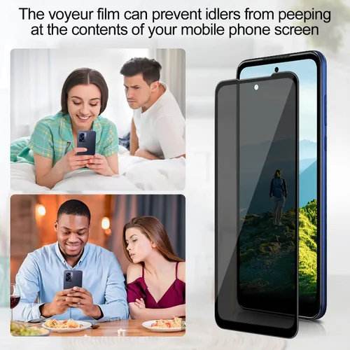 Vista 3 de Paquete de 2 protectores de pantalla de privacidad para Motorola Moto G Play (2023) [vidrio templado antiespía], Ultra HD, antiarañazos, sin