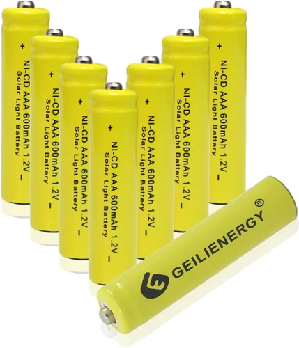 Vista 12 de Pilas de luz solar AAA NiCd AAA 1.2V 600mAh Triple A baterías recargables para lámpara solar luces de jardín (paquete de 12)
