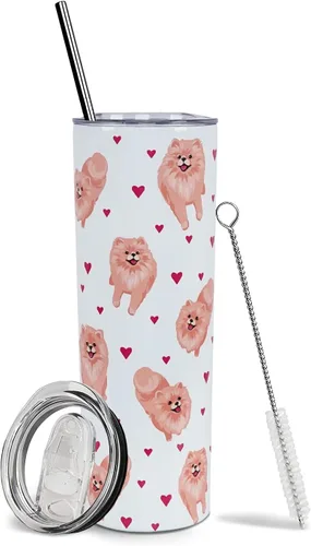 Vista 33 de Dachshund - Vaso de viaje aislado de acero inoxidable de 20 onzas con asa y pajilla, regalo para mujer, para el Día de la Madre, a prueba de fugas
