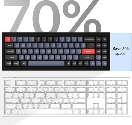 Vista 4 de Keychron Q7 Teclado mecánico personalizado con cable, 70% de diseño QMK/VIA macro programable con interruptor azul Gateron G Pro intercambiable