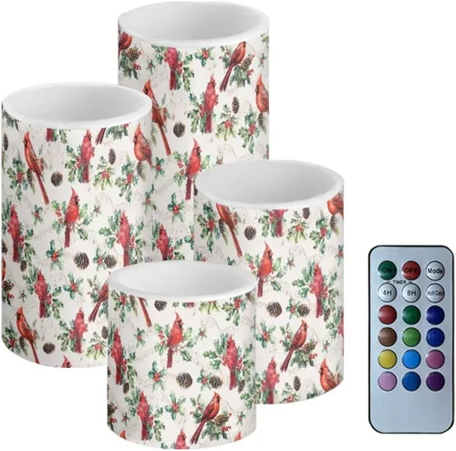 Vista 45 de Velas LED parpadeantes operadas por batería, juego de 4 con control remoto y temporizador, velas de llama danzante, velas de pilar para mesa, Playa