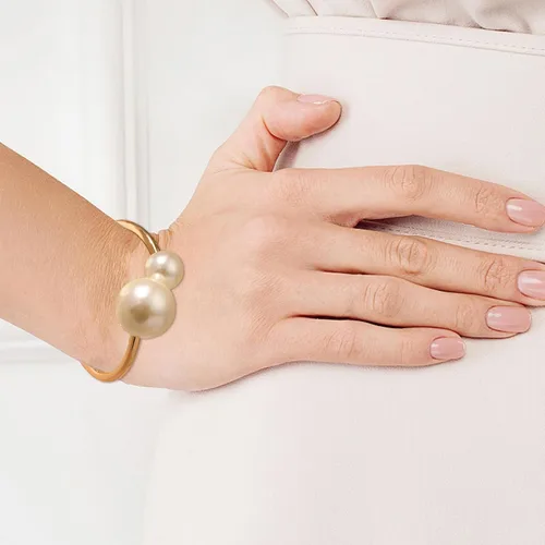 Vista 3 de Long tiantian Juego de 4 brazaletes dorados para mujer, pulseras de alambre ancho abierto para mujer, pulseras de oro abiertas, regalos de joyería