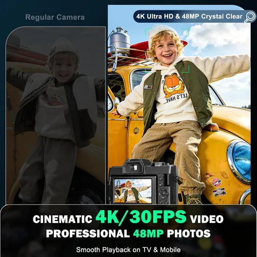 Vista 2 de Cámaras digitales para fotografía con control WiFi y aplicación, cámara de vlogging Ture 4K y 48MP para YouTube, compacta