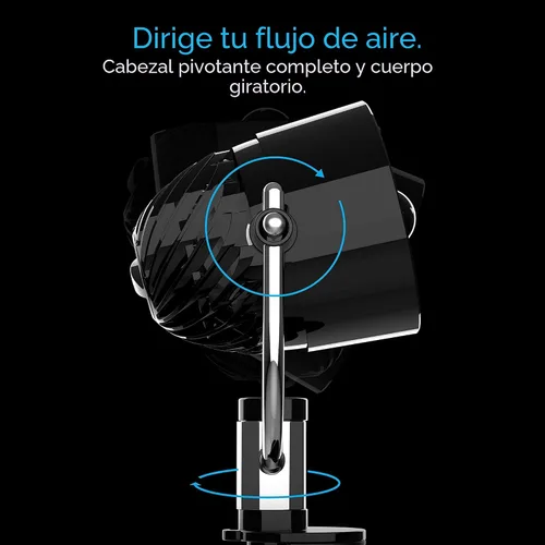 Vista 7 de Vornado PivotC - Ventilador de aire personal con clip y soporte multisuperficie, color negro