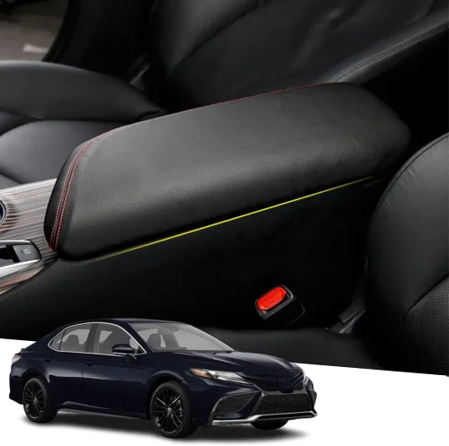 Vista 86 de Great-luck Funda de cuero para consola central, almohadilla para reposabrazos, accesorios de cubierta de caja (costuras rojas) para BMW X1 2023 2024