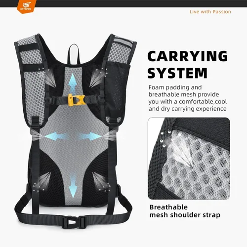 Vista 3 de SKYSPER Mochila de senderismo pequeña – Mochila de viaje de 15 L, ligera, resistente al agua, mochilas de senderismo para mujeres y hombres, Negro