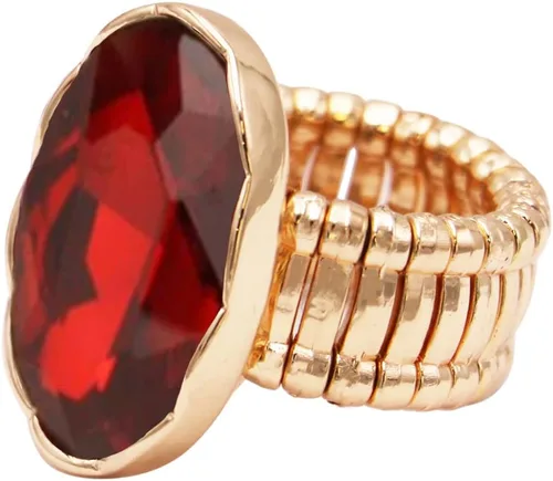 Vista 2 de Rosemarie & Jubalee Anillo de cóctel elástico de cristal ovalado para mujer, Metal Vidrio, cristal