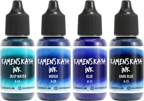 Vista 18 de Juego de tinta de alcohol Kamenskaya #10: Combinación de colores combinados de tintas de alcohol, 4 piezas. 0.51 fl oz (15 ml) cada una