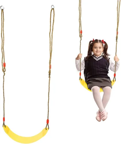 Vista 5 de Columpio de tablero de EVA, asiento de columpio suave y ajustable con cuerda para niños, silla de columpio colgante de fitness para patio de recreo