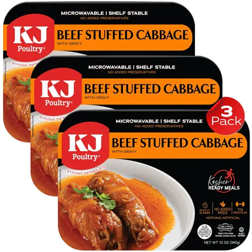 Vista 10 de KJ Poultry Kosher Ready Meals – Rollos de col rellenos de ternera, comidas de carne MRE listas para comer, sin gluten (paquete de 1) preparado
