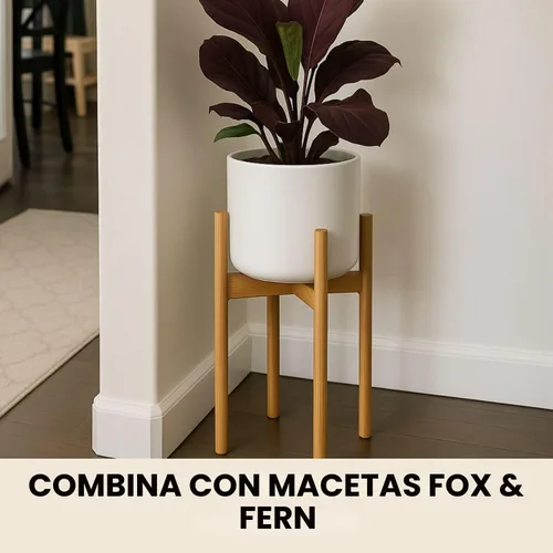 Vista 5 de Fox & Fern - Soporte ajustable alto para plantas de interior — 8 a 12 pulgadas, soporte premium de bambú de estilo moderno de mediados de siglo