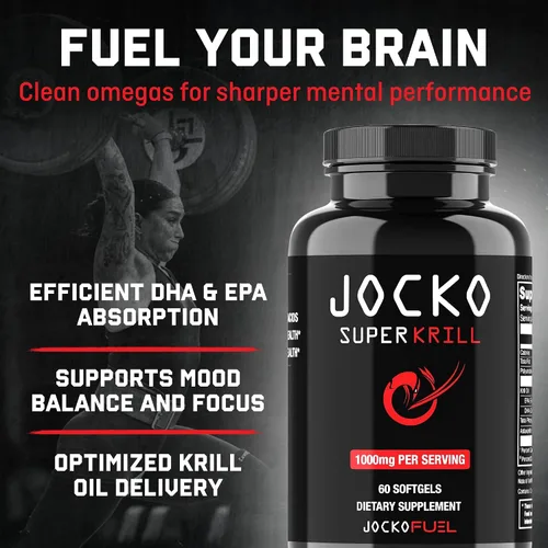 Vista 2 de Jocko Fuel Aceite de krill antártico Omega 3 Suplementos de ácidos grasos DHA y EPA - 1000 mg cápsulas blandas - Apoya las articulaciones