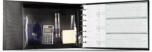 Vista 3 de Inkline Executive - Carpeta de 7 anillos, piel sintética de alta calidad, capacidad de 500 cheques, para hojas de 9 x 13 pulgadas, con organizador