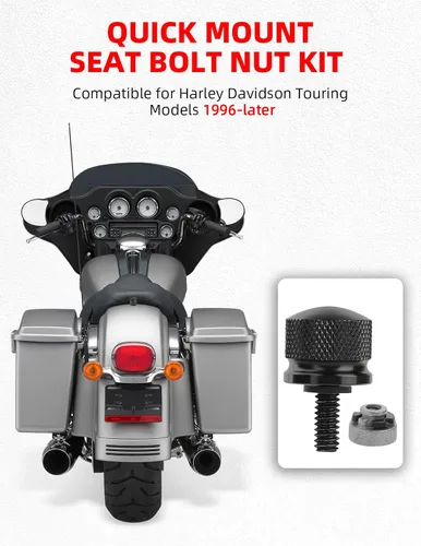 Vista 7 de Amazicha Kit de montaje de tuerca de tornillo de acero inoxidable negro compatible con Harley Davidson Touring Sportster Softail Dyna 1996-2026