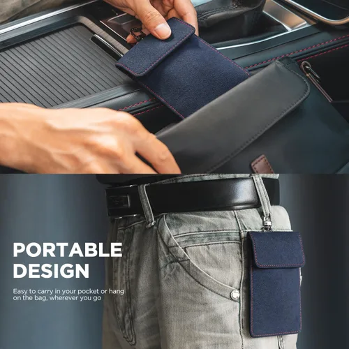 Vista 6 de VULKIT Faraday - Bolsa para llavero, bolsa de bloqueo de señal de coche con gancho y llavero RFID antirrobo Faraday protector de llavero