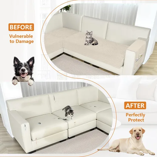 Vista 7 de Arfntevss Fundas impermeables para sofá modular de esquina para perros y mascotas, funda de sofá en forma de L, lavable de terciopelo grande