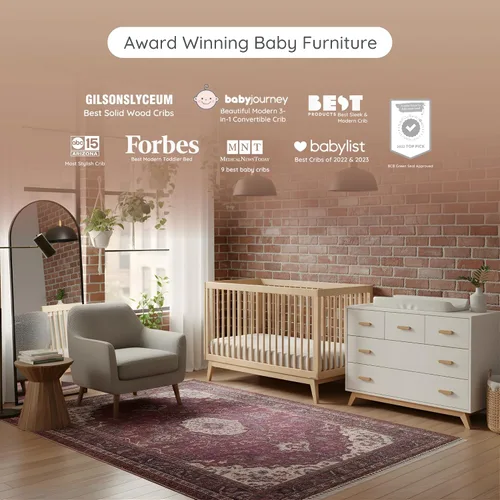 Vista 5 de dadada Soho - Juego de muebles para el cuarto del bebé, cuna y aparador combinado. Soho - Cuna convertible 3 en 1 y cómoda de guardería con 5 Blanco