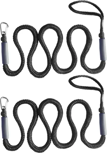Vista 26 de Líneas de muelle elásticas para barcos de 4 pies, cuerda de ancla elástica resistente con ganchos, líneas de muelle seguras, amarres para jet ski