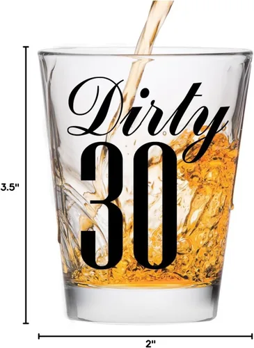 Vista 8 de Make Em Laugh Dirty 30 Shot Glass (Thirty) - Divertido cumpleaños número 30 - Regalos de cumpleaños 30 para mujeres - Vasos de chupito de cumpleaños