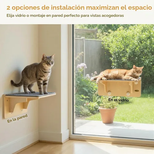 Vista 2 de Pecute - Percha para ventana de gato 2 en 1 y estantes de pared, hamaca